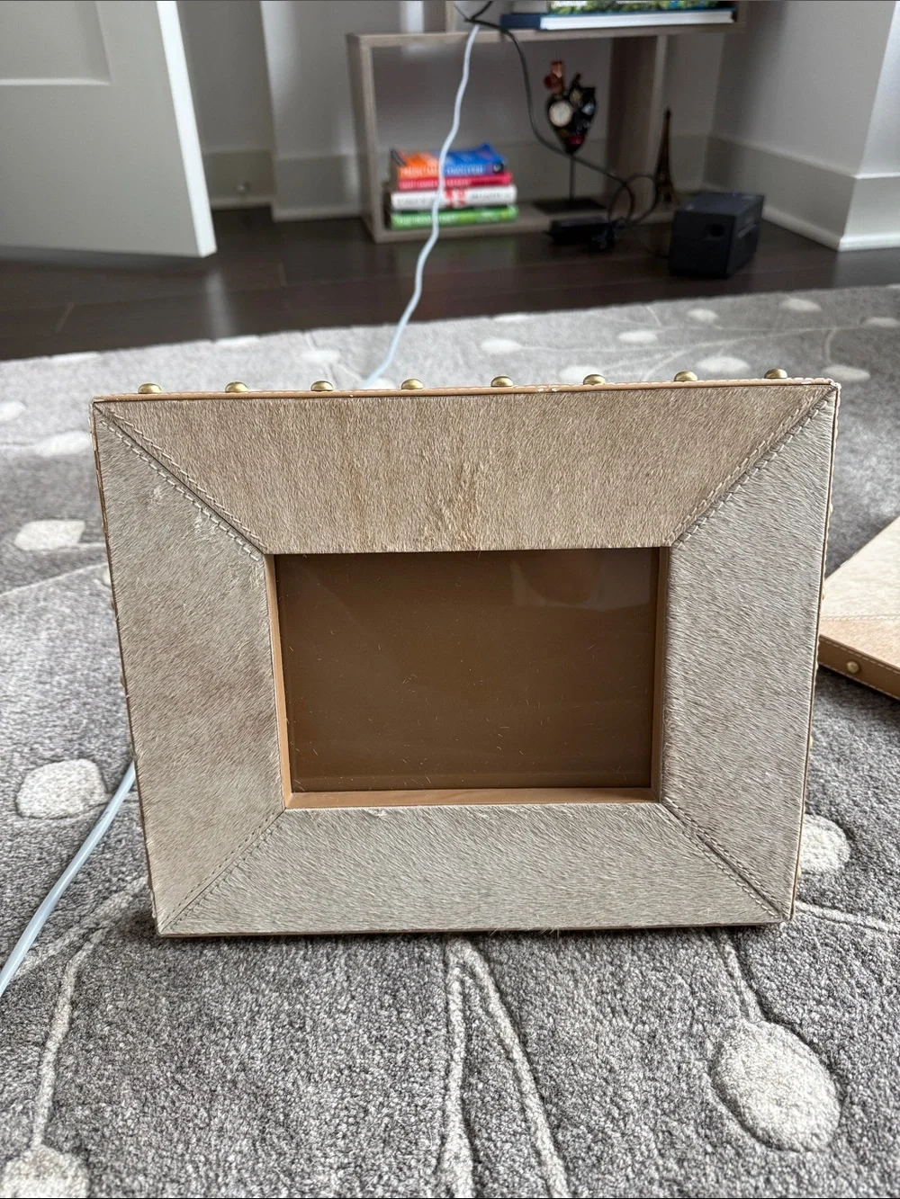2 Neutral Hair-on Hide Photo Frame, 5x7
